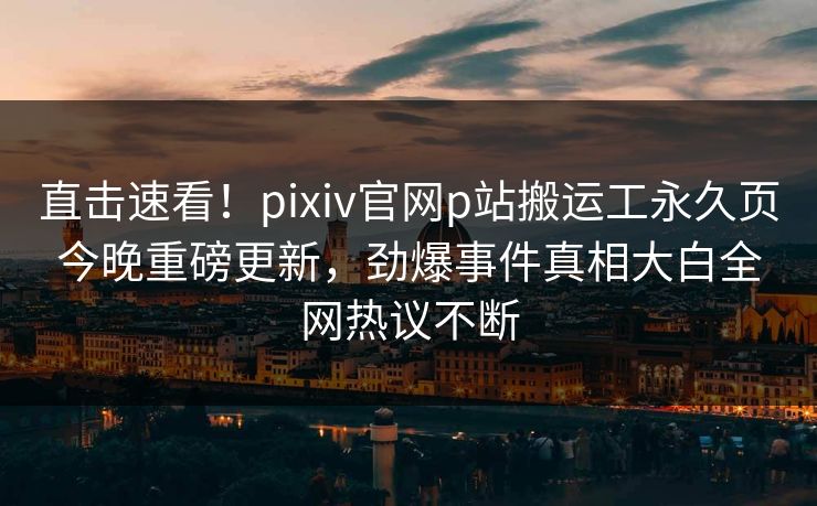 直击速看！pixiv官网p站搬运工永久页今晚重磅更新，劲爆事件真相大白全网热议不断