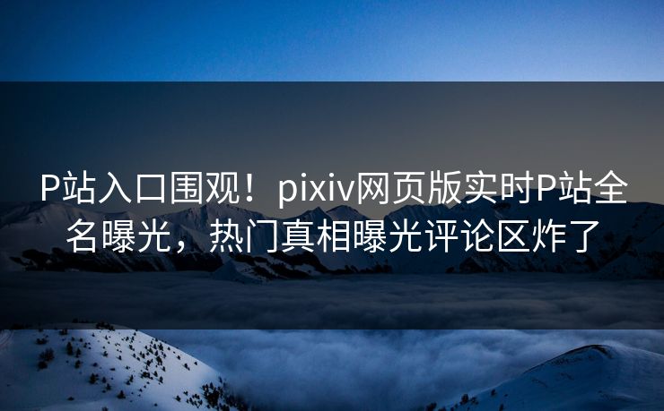 P站入口围观！pixiv网页版实时P站全名曝光，热门真相曝光评论区炸了