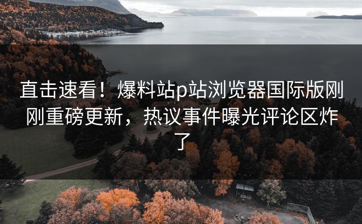 直击速看！爆料站p站浏览器国际版刚刚重磅更新，热议事件曝光评论区炸了