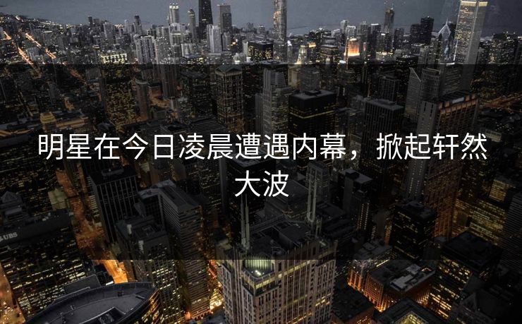 明星在今日凌晨遭遇内幕，掀起轩然大波