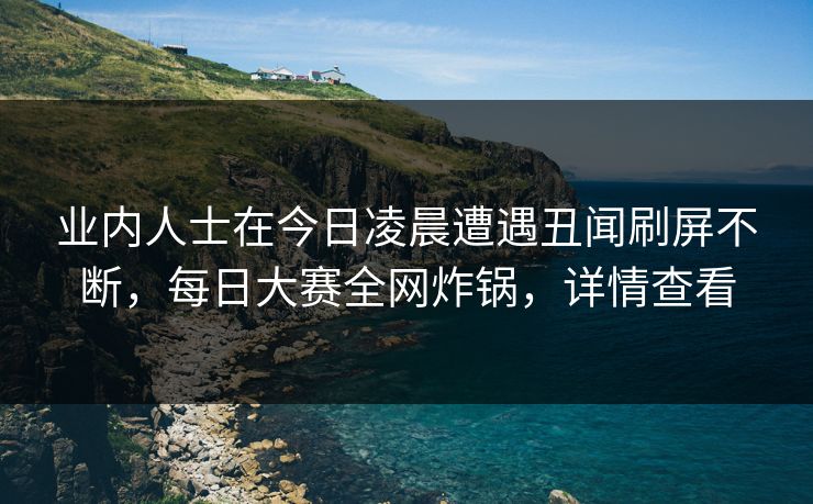 业内人士在今日凌晨遭遇丑闻刷屏不断，每日大赛全网炸锅，详情查看