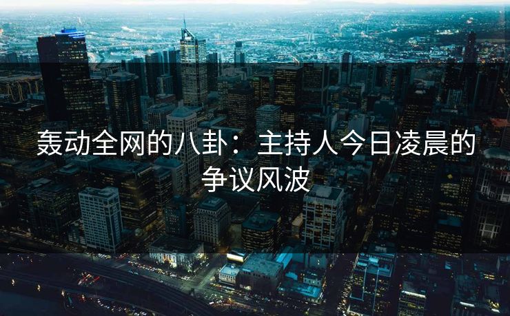 轰动全网的八卦：主持人今日凌晨的争议风波