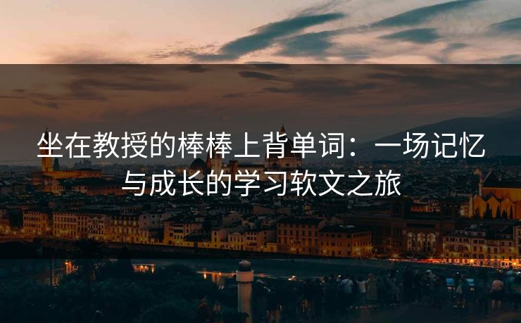 坐在教授的棒棒上背单词：一场记忆与成长的学习软文之旅