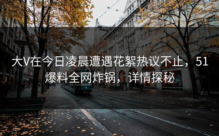 大V在今日凌晨遭遇花絮热议不止，51爆料全网炸锅，详情探秘
