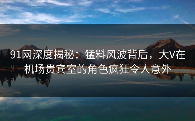 91网深度揭秘：猛料风波背后，大V在机场贵宾室的角色疯狂令人意外